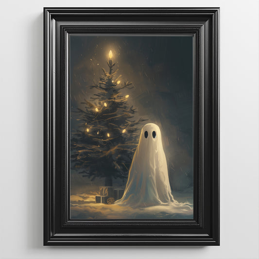 Ghostly Christmas, Halloween Poster, Unframed